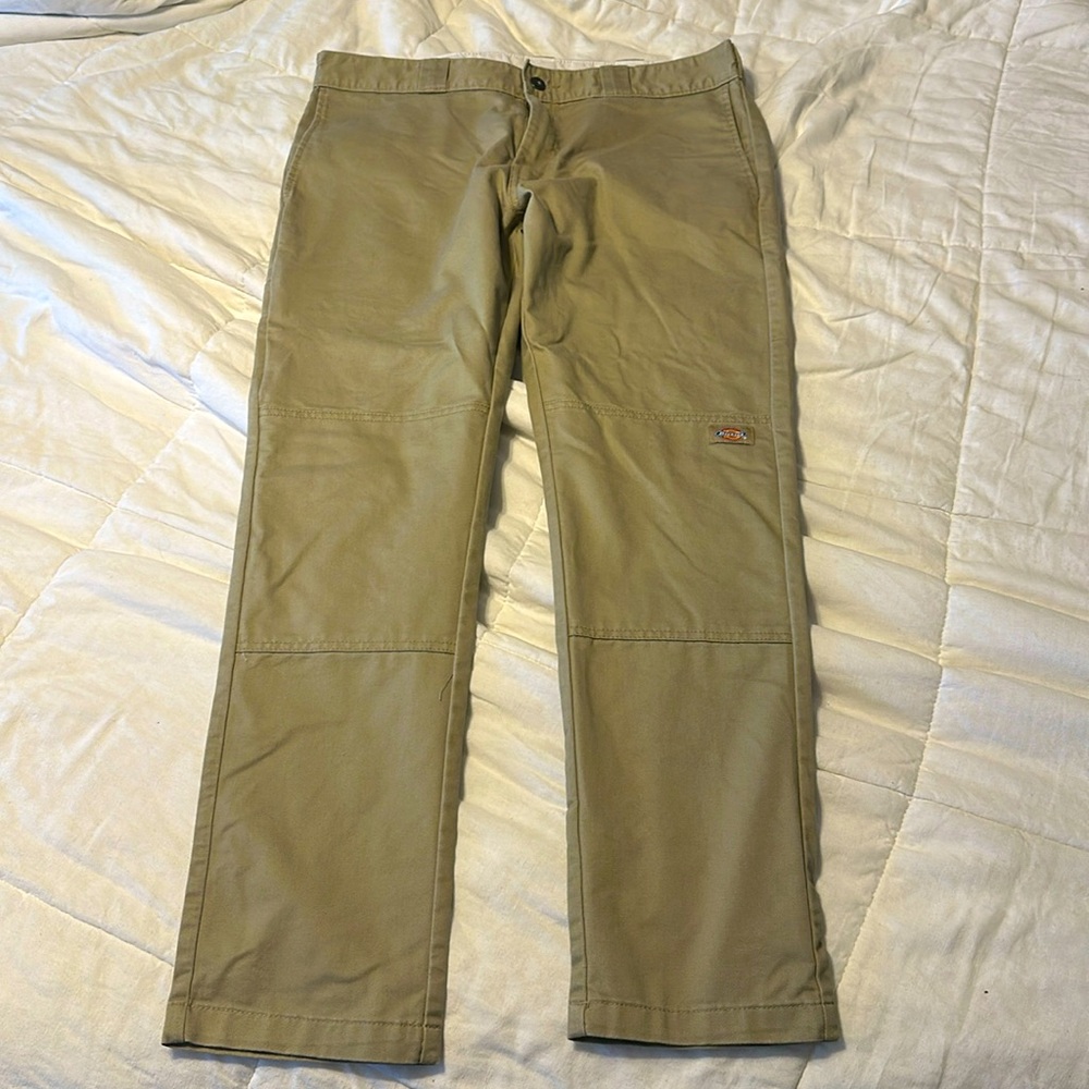Dickies skinny straight double knee pants, men’s 36Wx32L, desert sand, FLEX fit